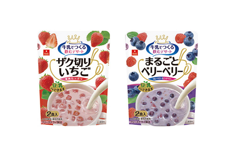 リニューアル新商品 牛乳でつくる飲むデザート ザク切りいちご/まるごとベリーベリー の販売を開始しました